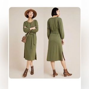 Anthropologie Olive Green Midi Dress | Size Medium | NWT